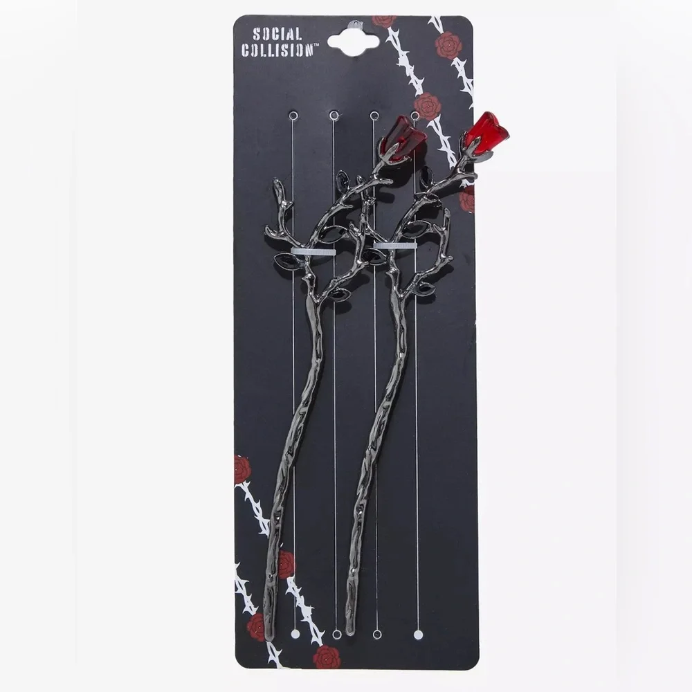 Social Collision Rose Branch Hair Stick‎ Set Hot Topic